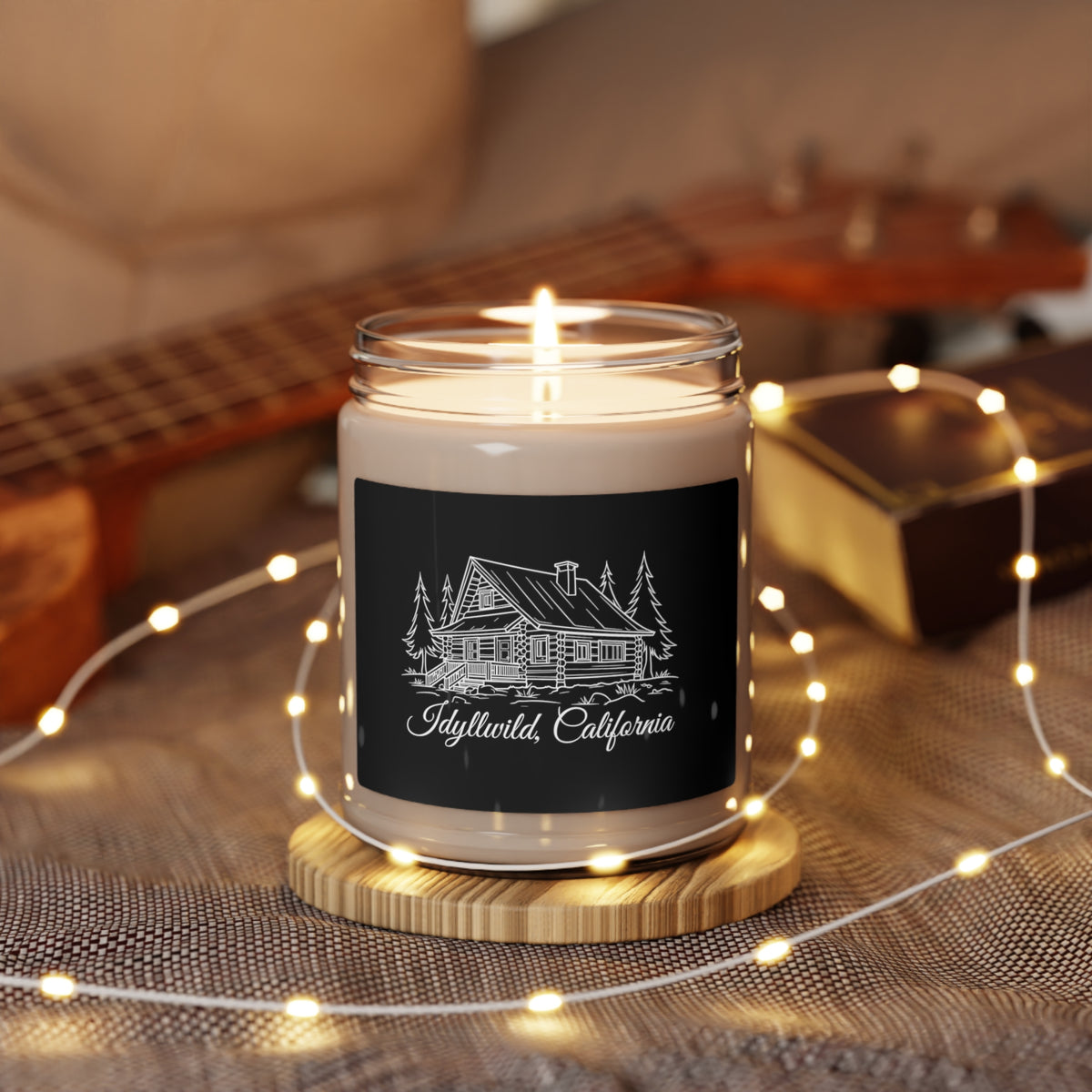 Scented Soy Candle, 9oz Log Cabin Candle Black