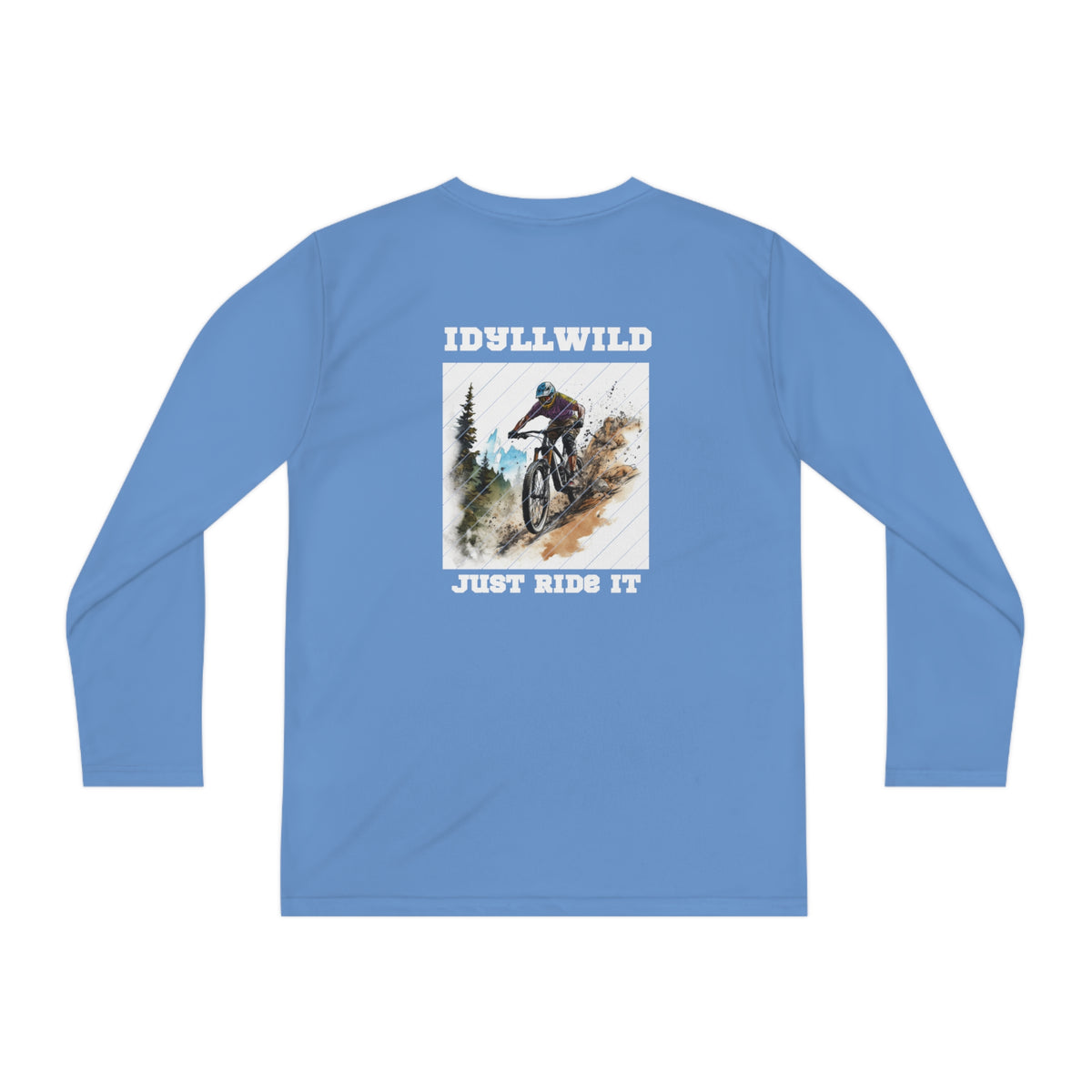 =Idyllwild Mountain Biking Square Youth Long Sleeve Competitor Tee