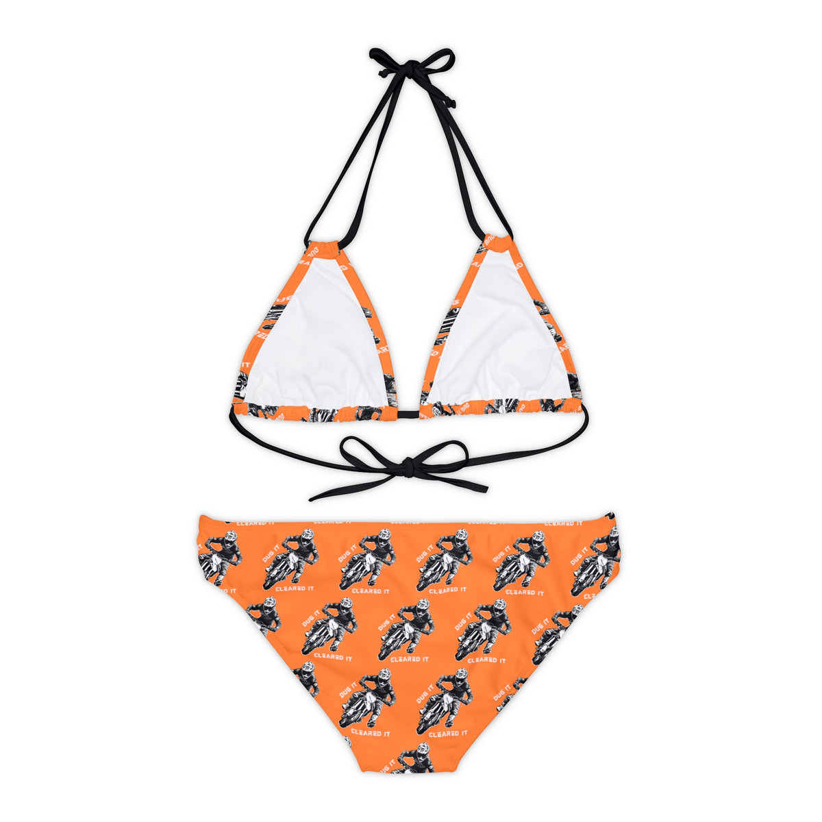 Dirtbike Motocross "Dug it Cleared It" Strappy Orange Bikini Set