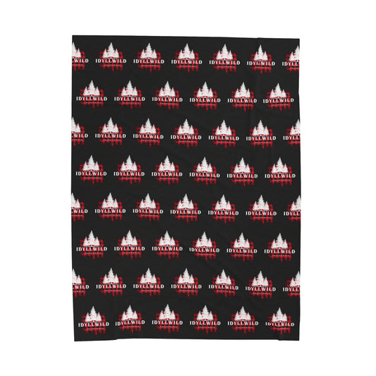 Velveteen Plush Blanket Red Buffalo White Tall Pine Pattern Black