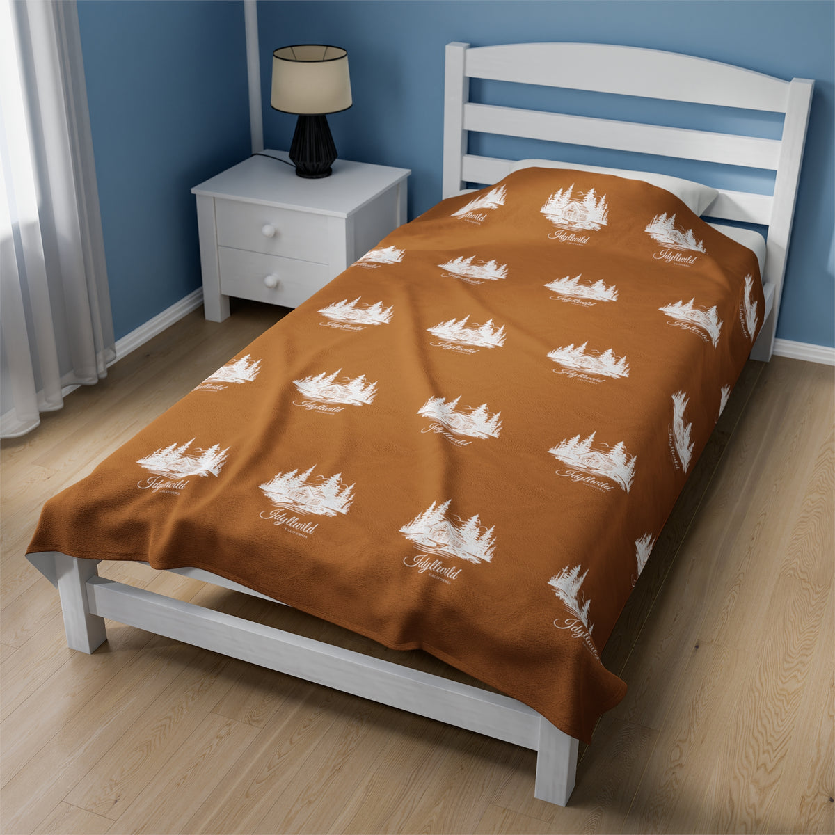 Velveteen Plush Blanket Idyllwild Classy Cabin Pattern Tan