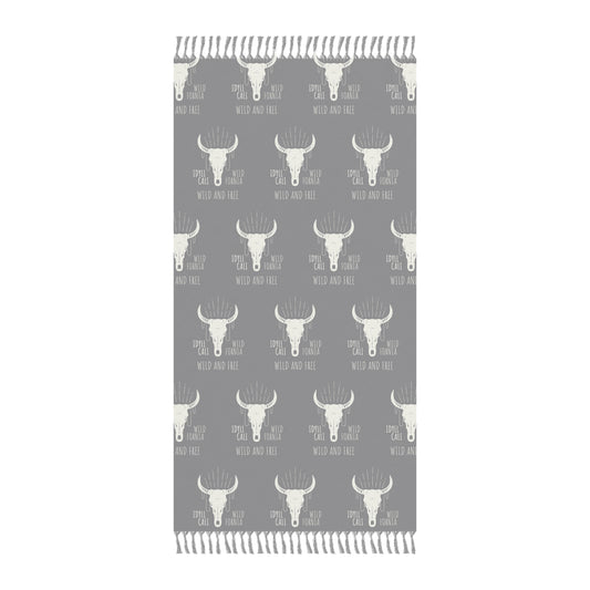 Boho Beach Cloth IdyllWild and Free Longhorn Pattern Grey