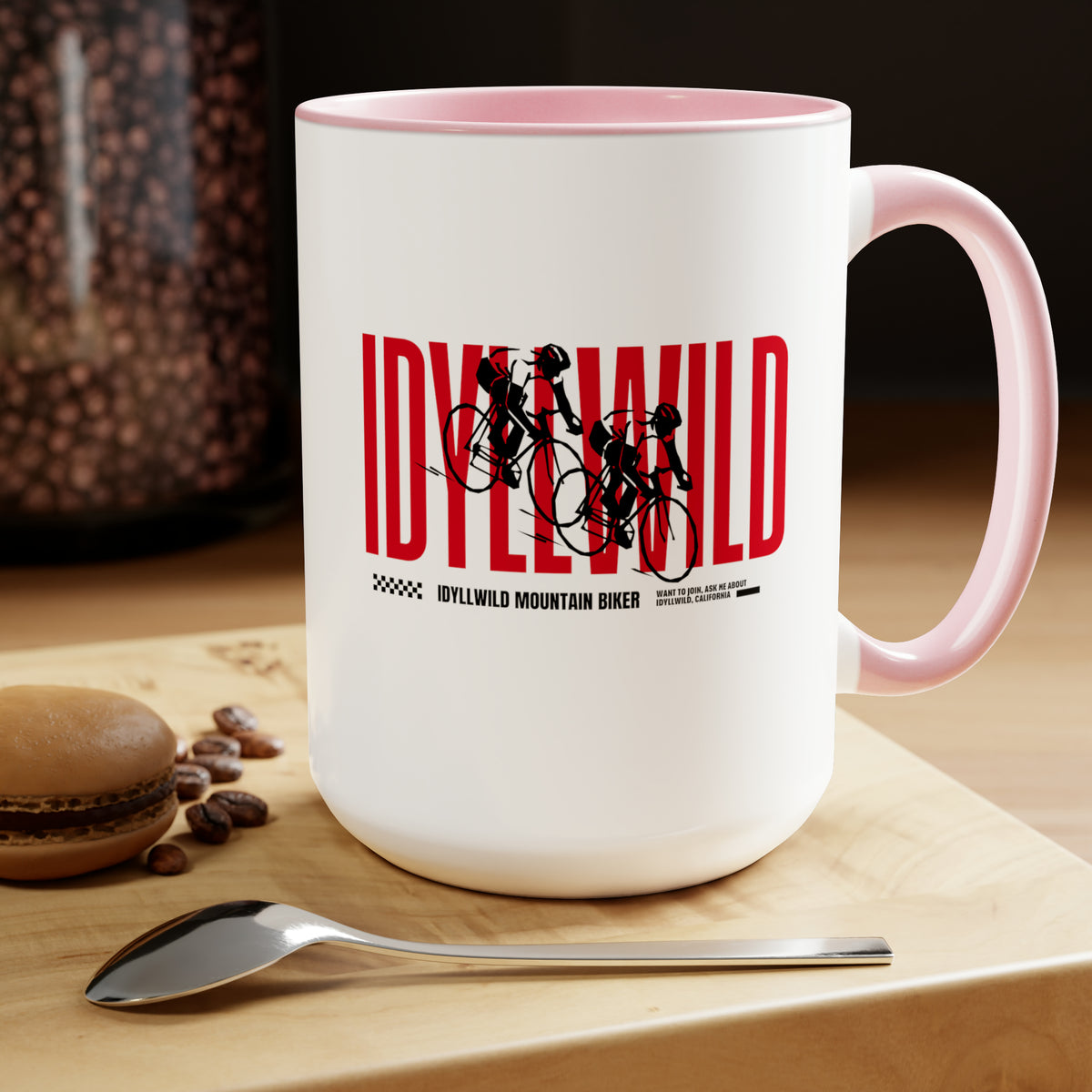 Two-Tone Coffee Mugs, 15oz Mountain biking Idyllwild