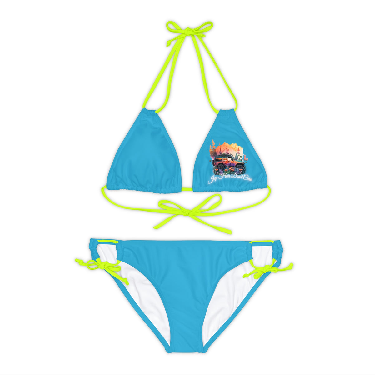 Jeep Hair Don't Care Strappy Turquoise Bikini Set