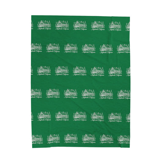 Velveteen Plush Blanket Idyllwild Log Cabin Pattern Green