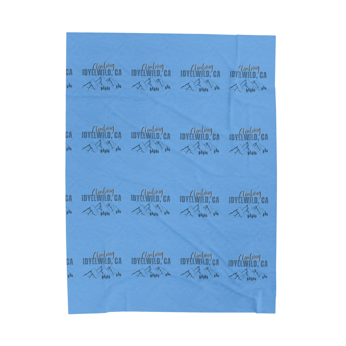 Velveteen Plush Blanket Climbing Idyllwild Blue Pattern