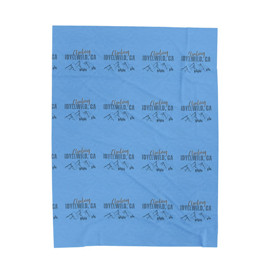 Velveteen Plush Blanket Climbing Idyllwild Blue Pattern