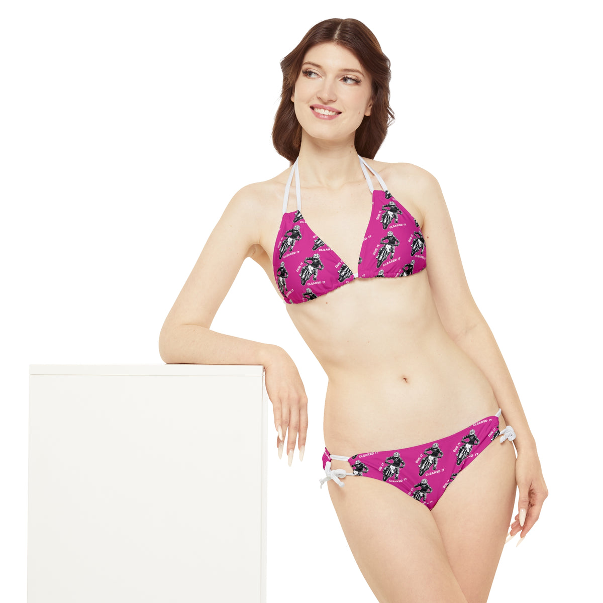 Dirtbike Motocross "Dug it Cleared It" Pink Strappy Bikini Set