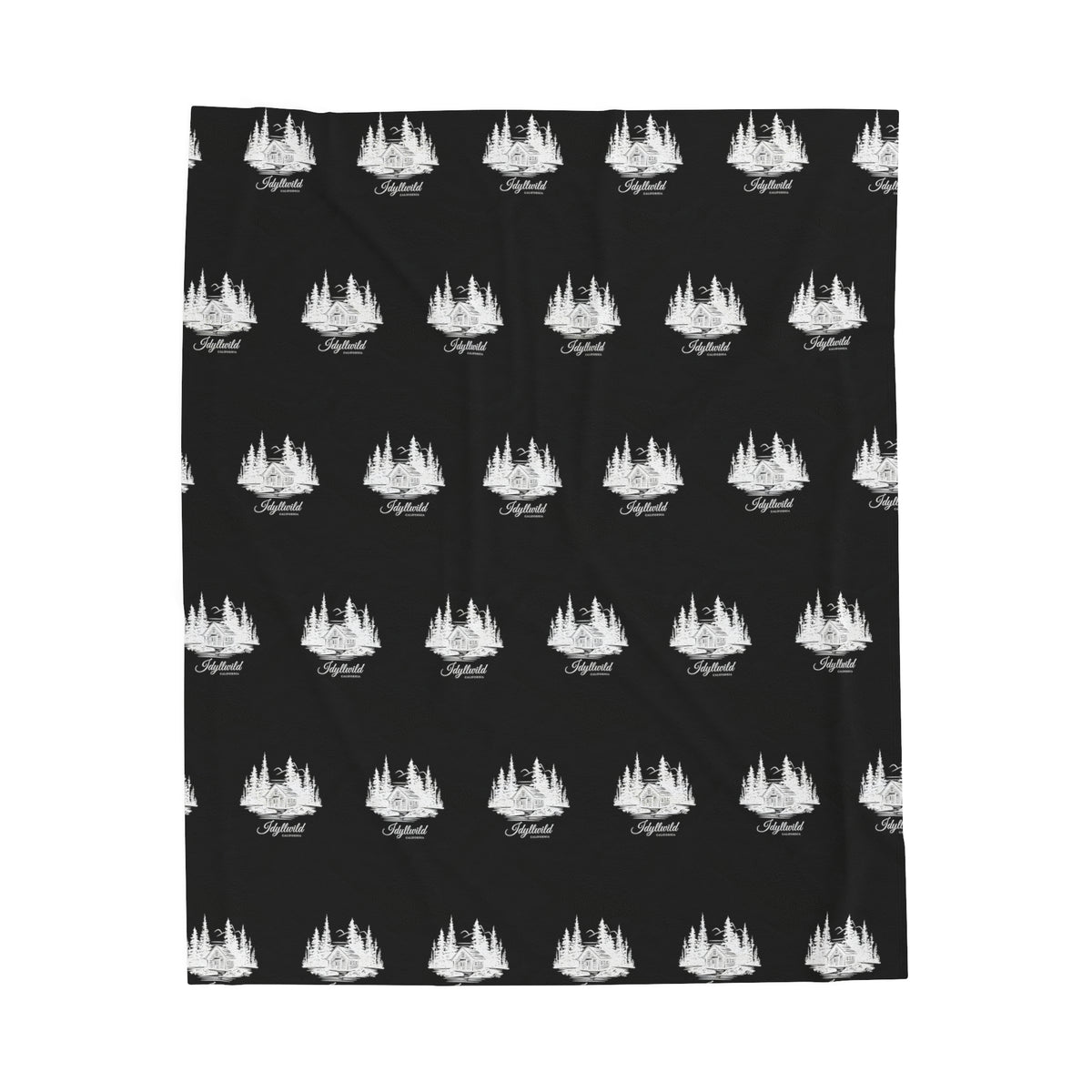 Velveteen Plush Blanket Idyllwild Classy Cabin Pattern Black