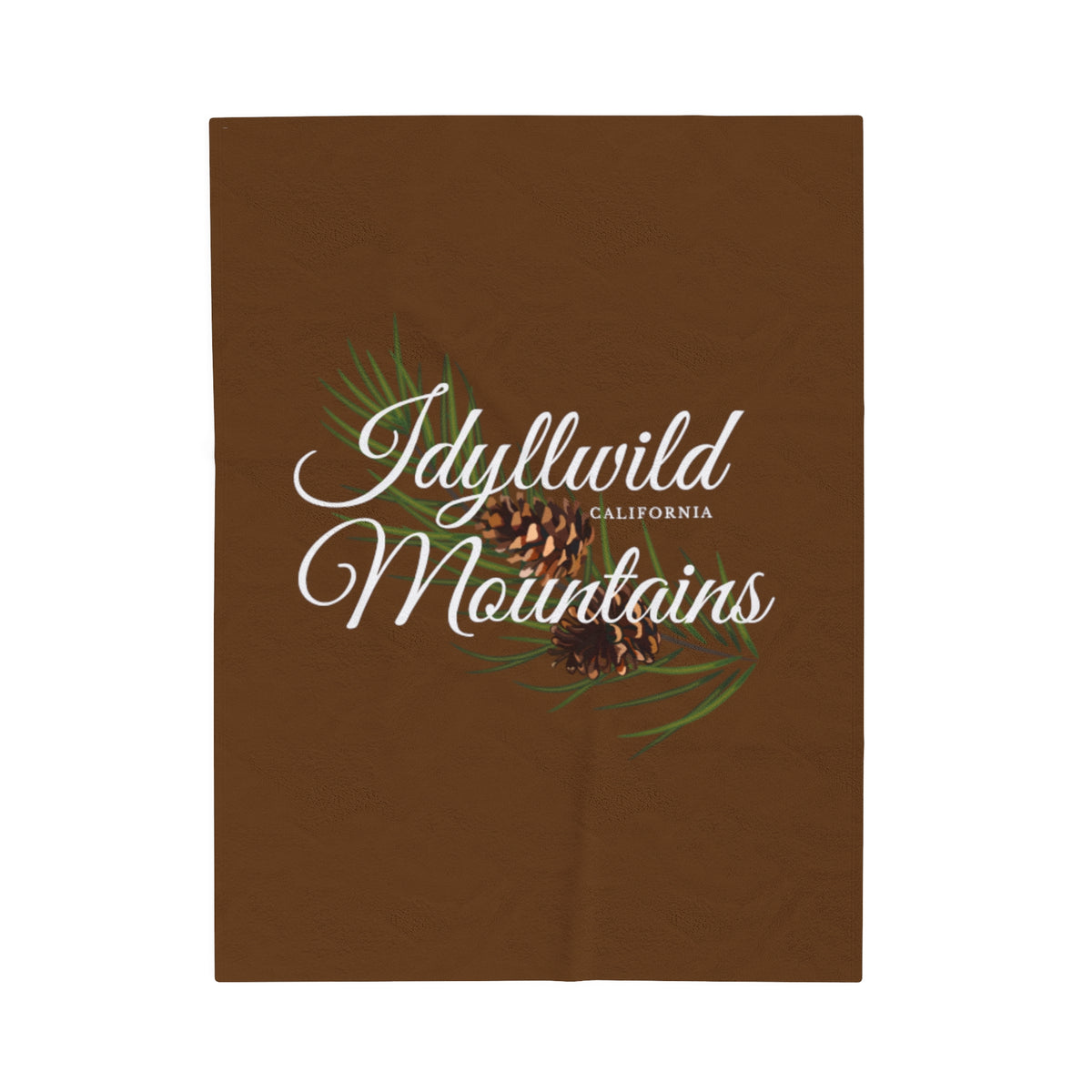 Velveteen Plush Blanket Idyllwild Mountains Coneback Brown