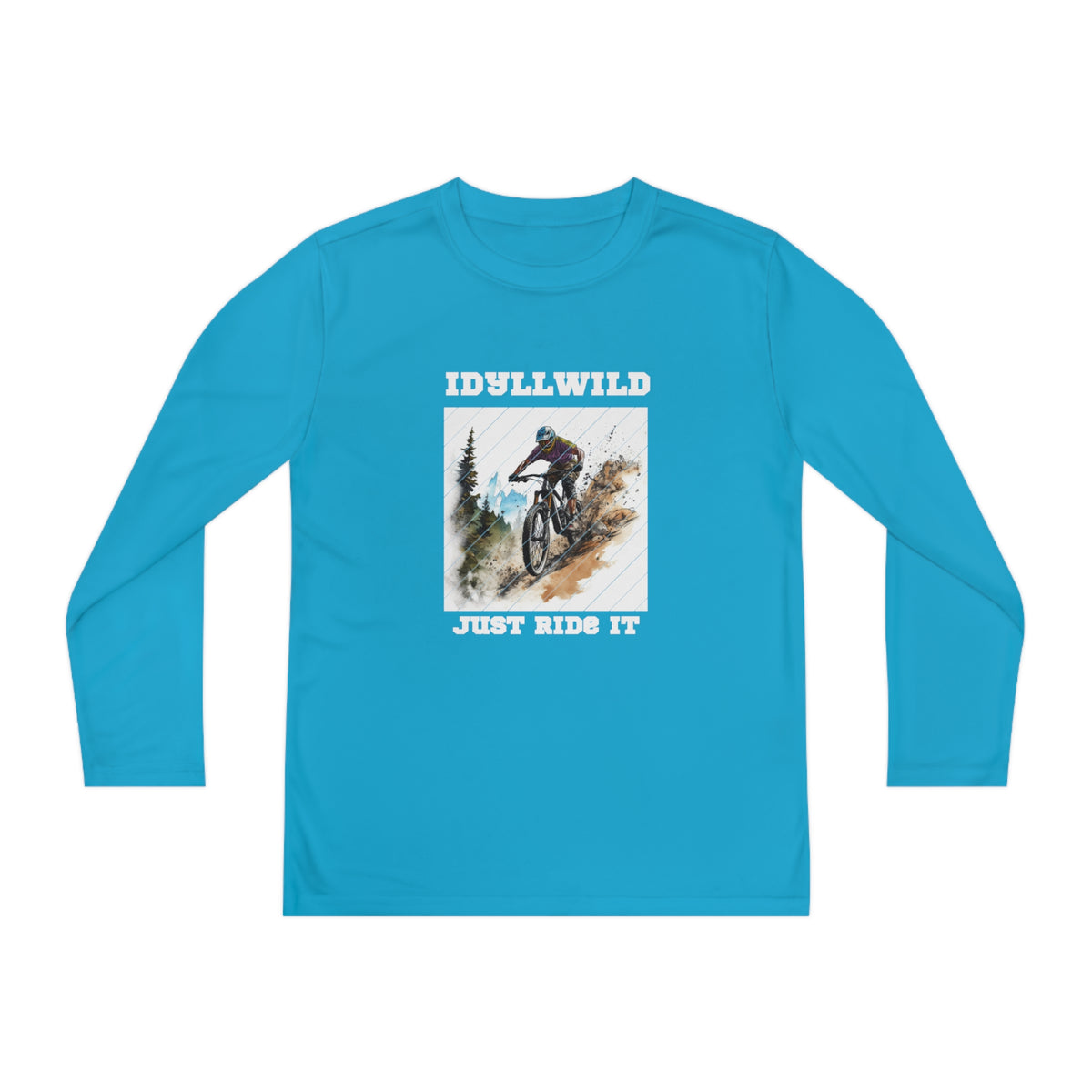 =Idyllwild Mountain Biking Square Youth Long Sleeve Competitor Tee