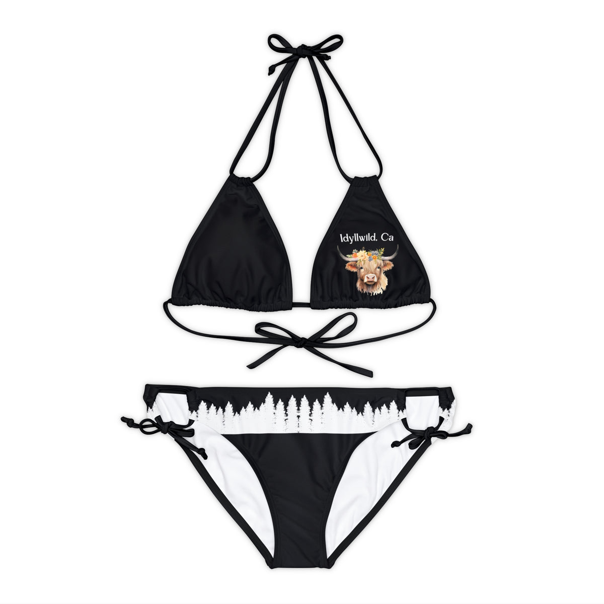 Strappy Bikini Set (AOP) Idyllwild Highlander Cow