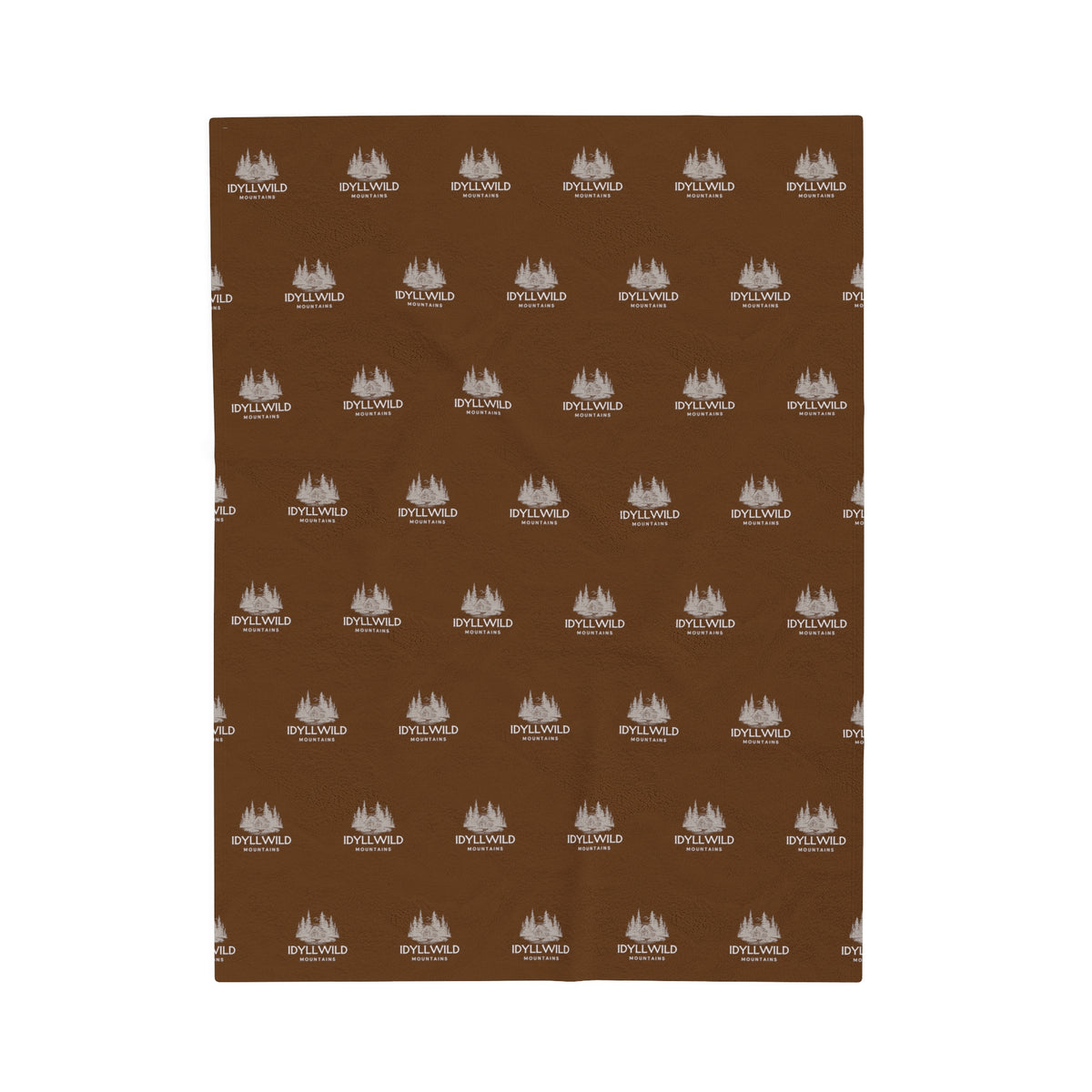 Velveteen Plush Blanket Idyllwild Cabin In the Woods Badge Pattern Brown