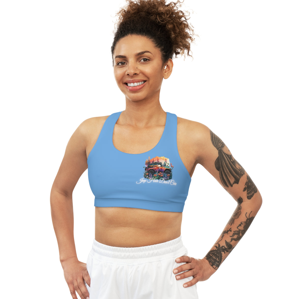 Jeep Hair Don't Care Blue Sports Bra