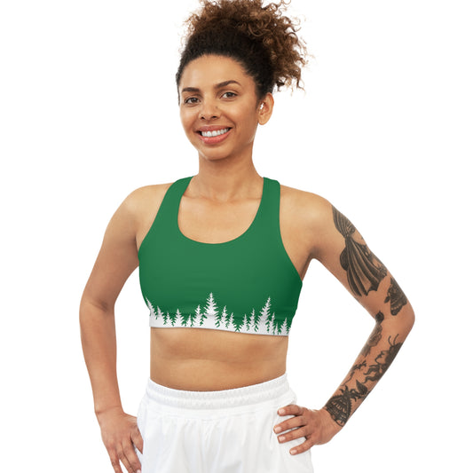 Pine Trim Green Sports Bra