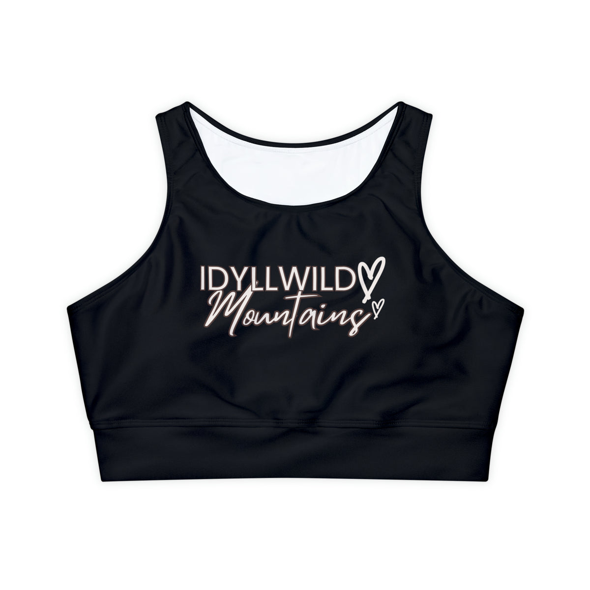 Fully Lined, Padded Sports Bra (AOP) Idyllwild Mountains