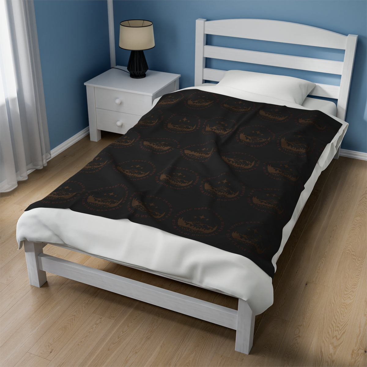 Velveteen Plush Blanket PCT through Idyllwild Tan Pattern Black