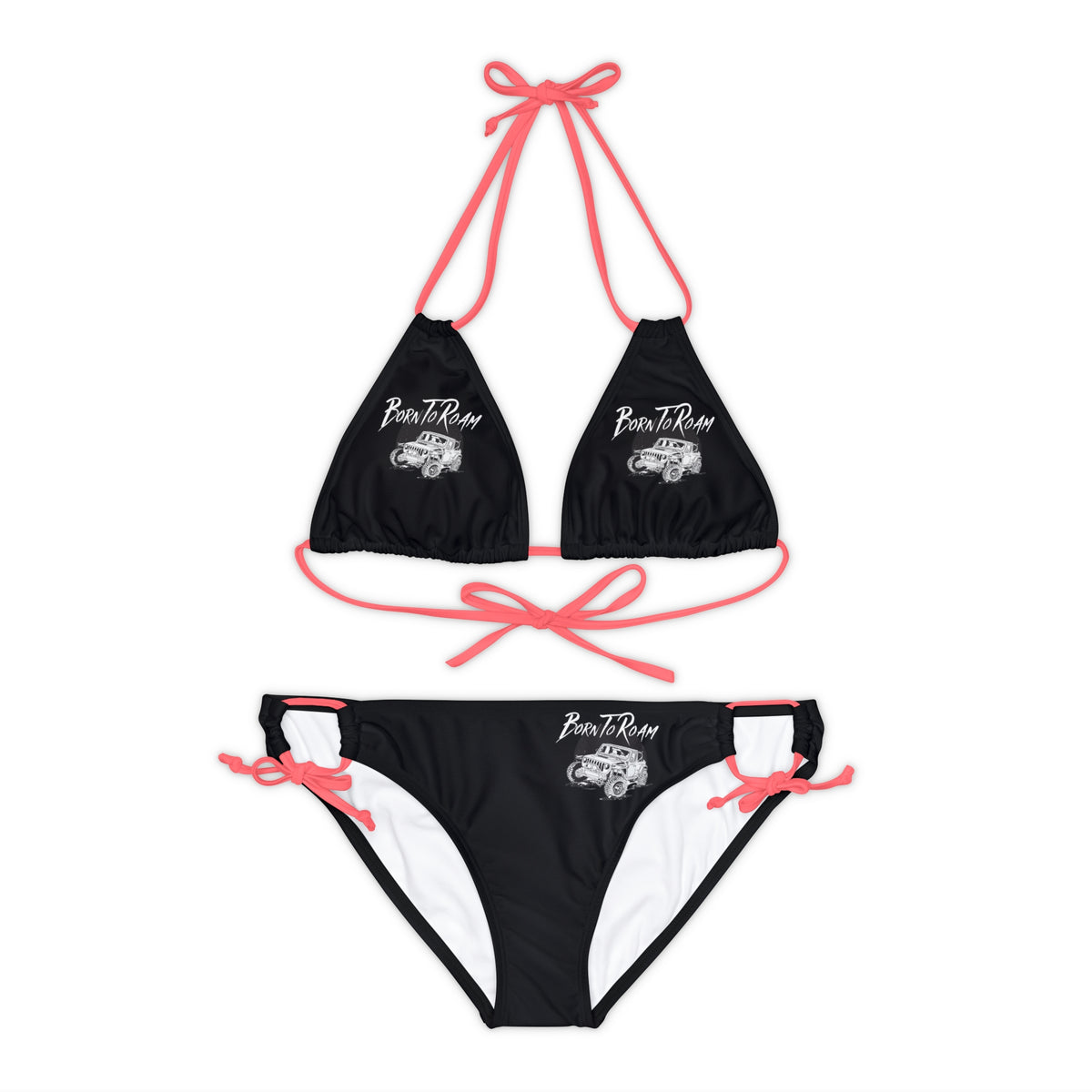 Jeep "Born To Roam" Strappy Black Bikini Set