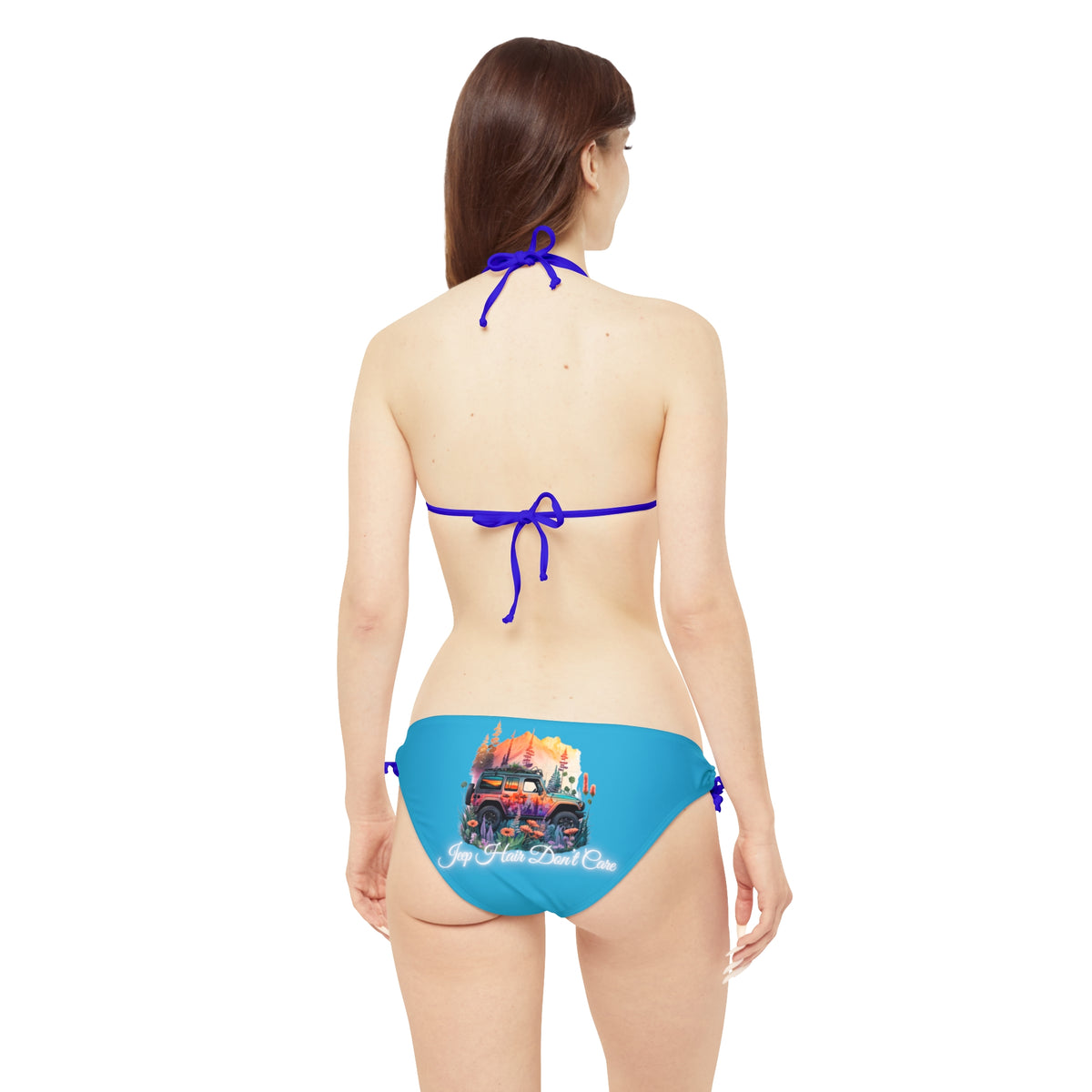Jeep Hair Don't Care Strappy Turquoise Bikini Set
