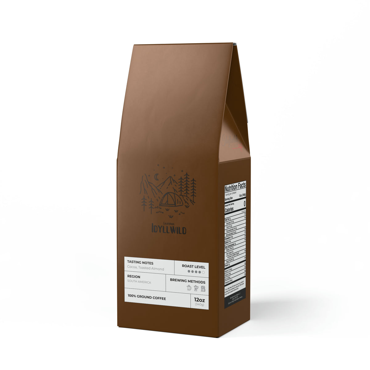 Cascades Coffee Blend (Medium-Dark Roast) Idyllwild Camping Brown