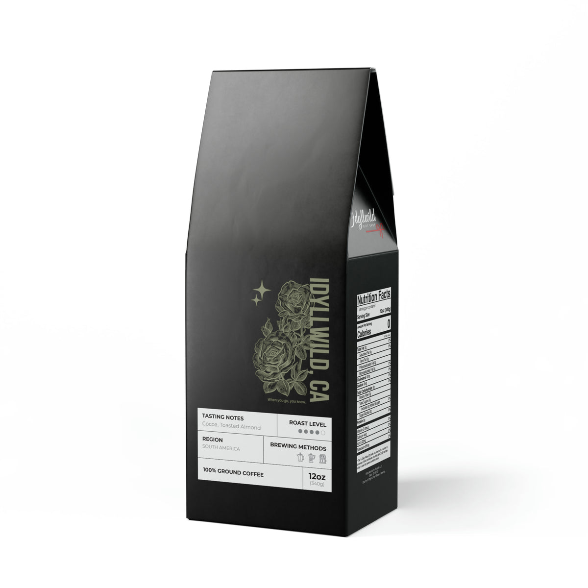Cascades Coffee Blend (Medium-Dark Roast) Idyllwild Roses Black