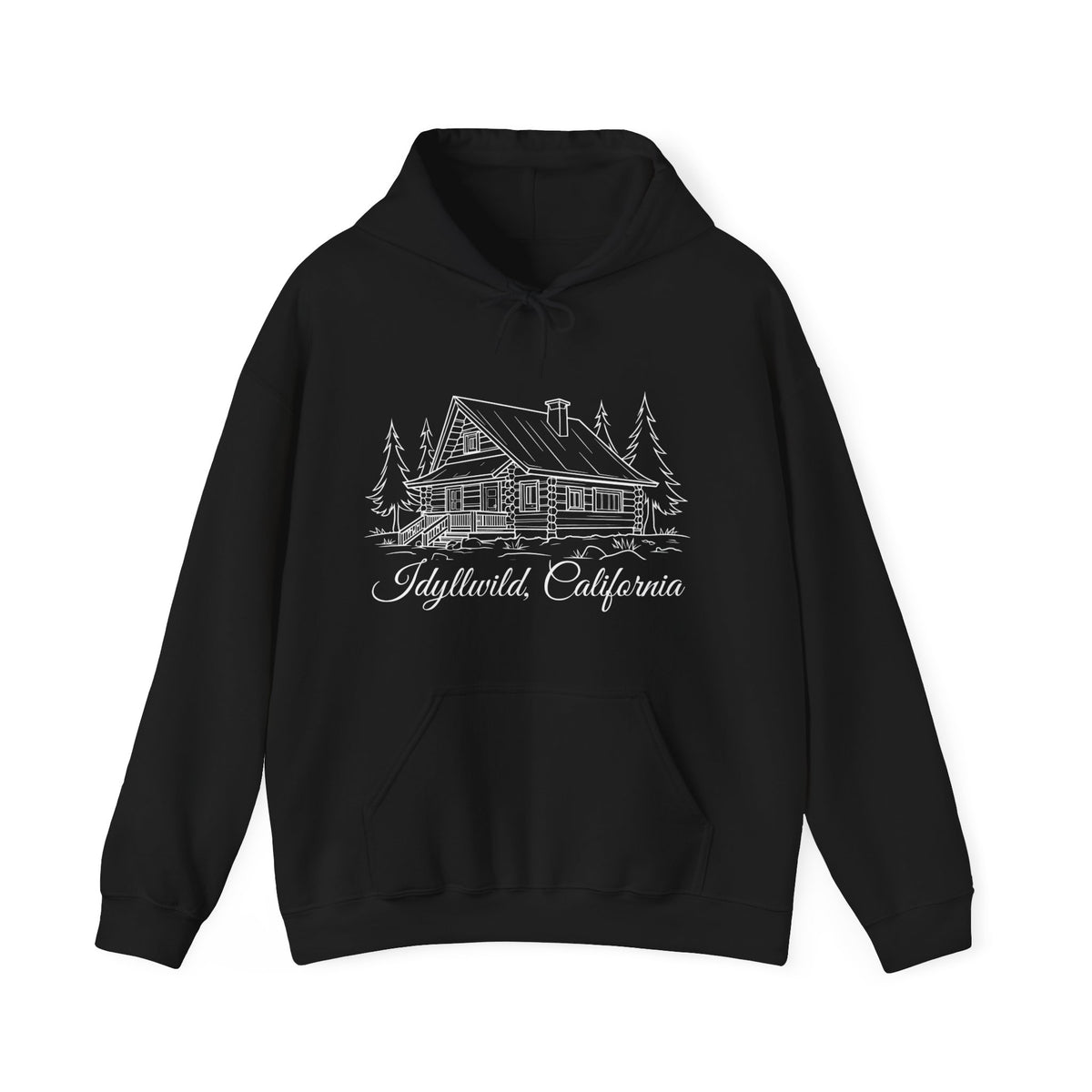 Unisex Heavy Blend™ Hooded Sweatshirt Idyllwild California Big Cabin Sketch