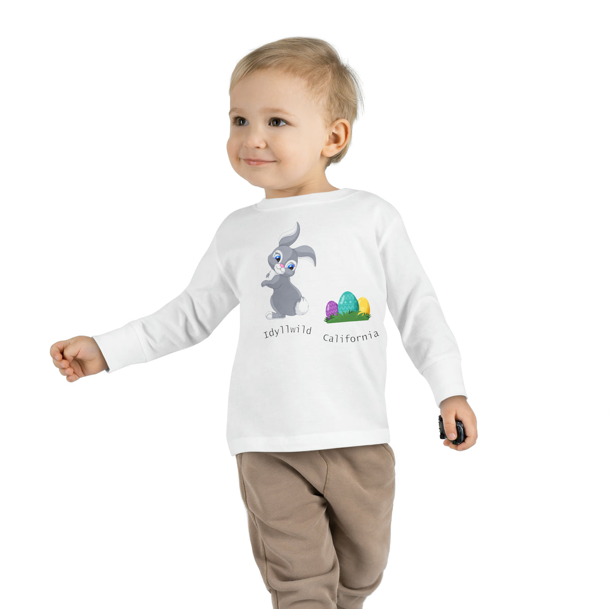Toddler Long Sleeve Tee Idyllwild California Bunny and Eggs