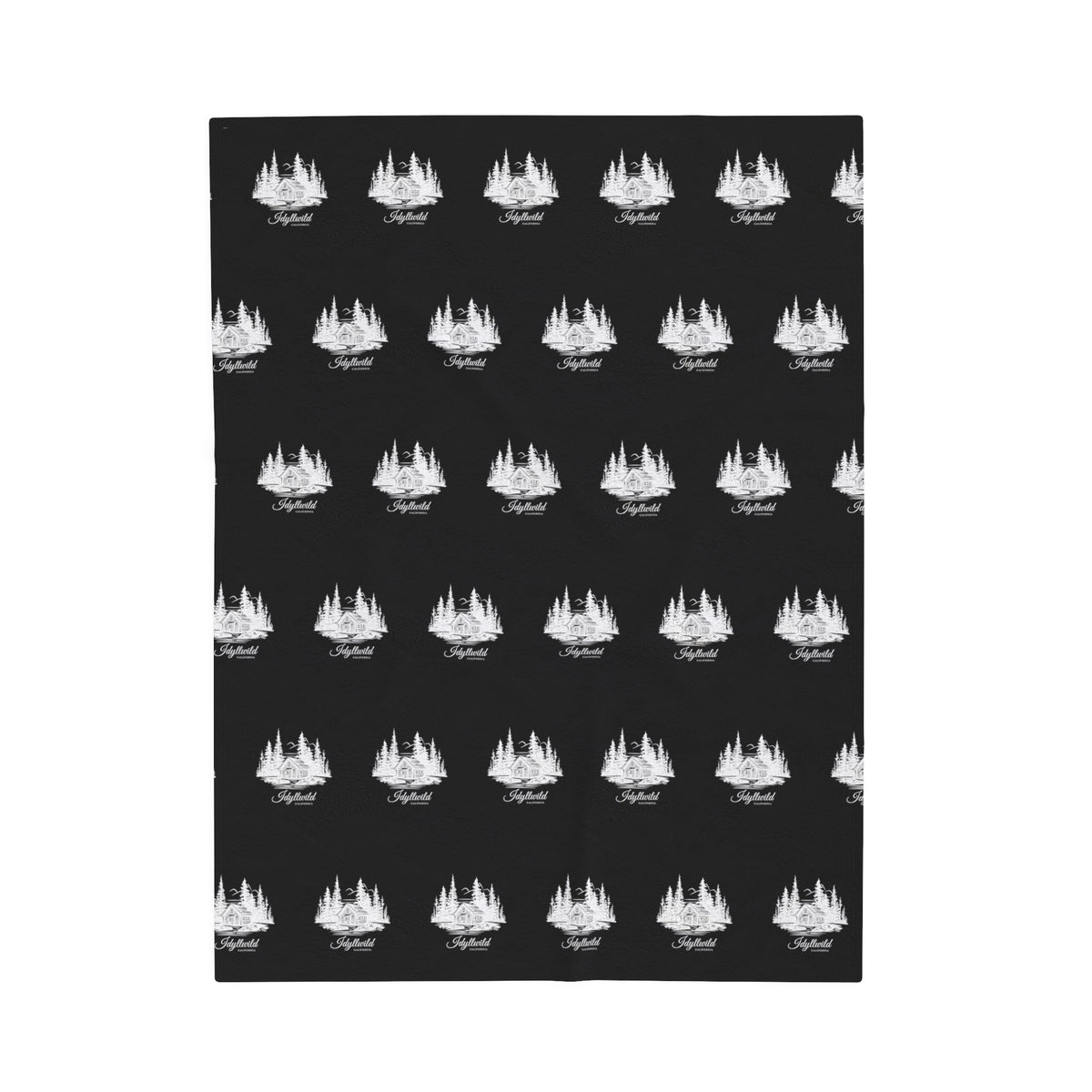 Velveteen Plush Blanket Idyllwild Classy Cabin Pattern Black