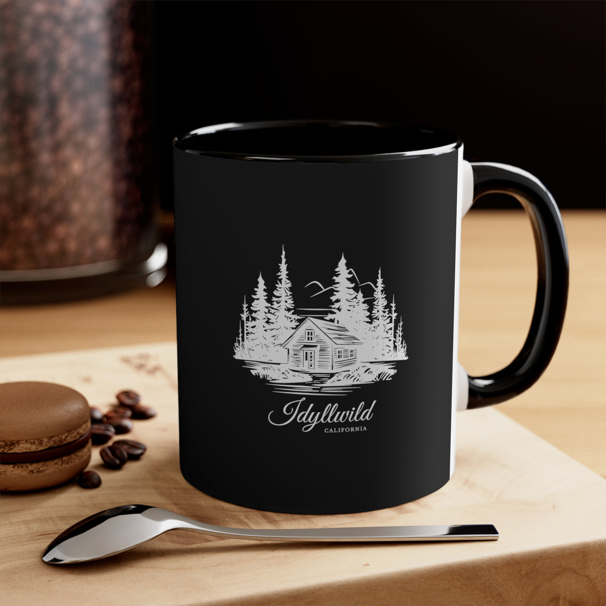 Black Idyllwild Cabin Accent Mug