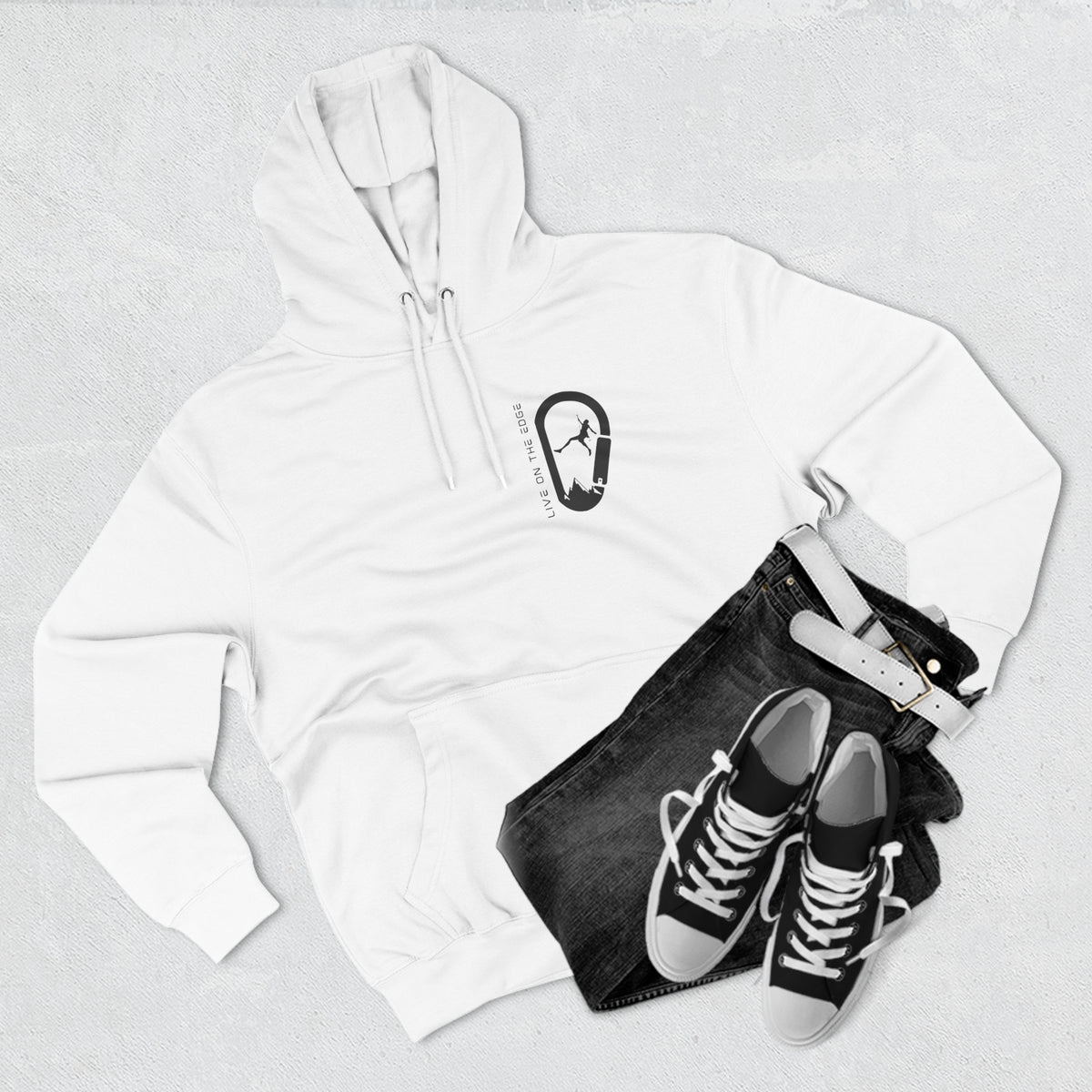 "Live on the Edge" Rock Climbing Hook Hoodie