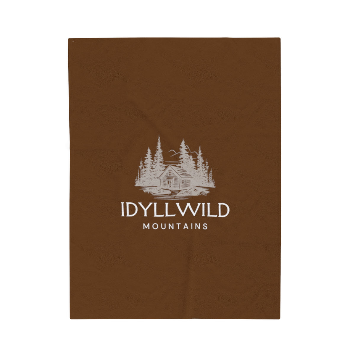 Velveteen Plush Blanket Idyllwild Mountains Cabin Brown