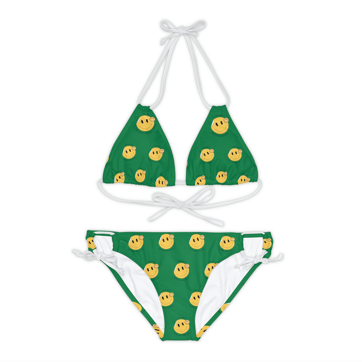 Strappy Bikini Set (AOP) Idyllwild Green Smiles