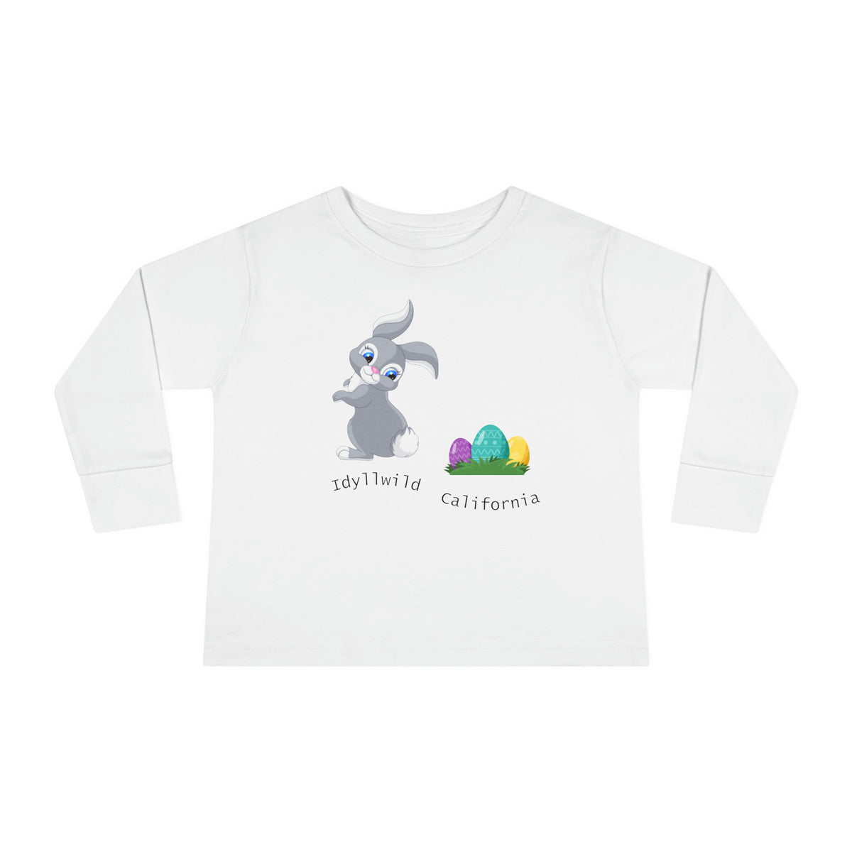 Toddler Long Sleeve Tee Idyllwild California Bunny and Eggs