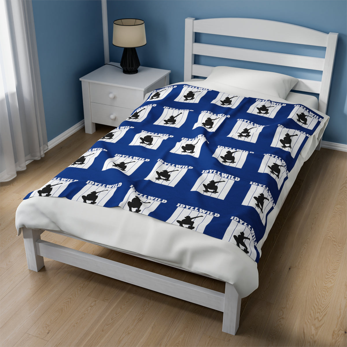 Velveteen Plush Blanket Skate Idyllwild Blue Pattern