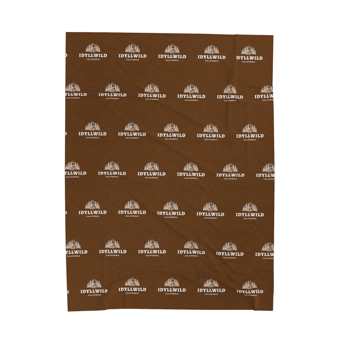 Velveteen Plush Blanket Idyllwild Cabin Badge Brown