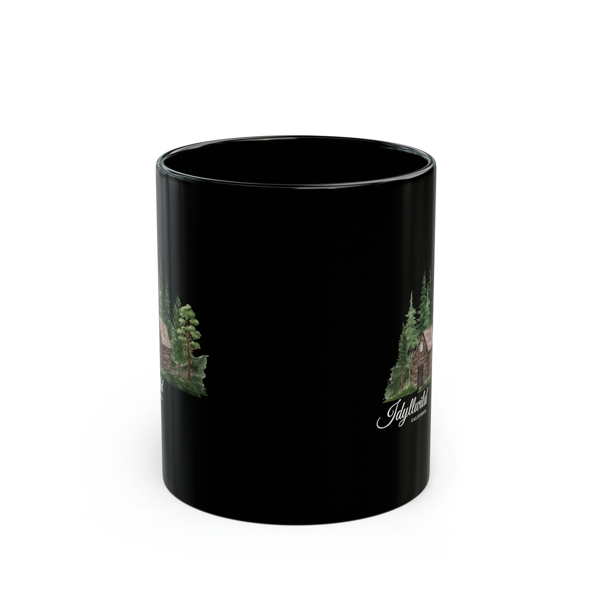 Black Mug (11oz, 15oz) Idyllwild Cabin in the woods