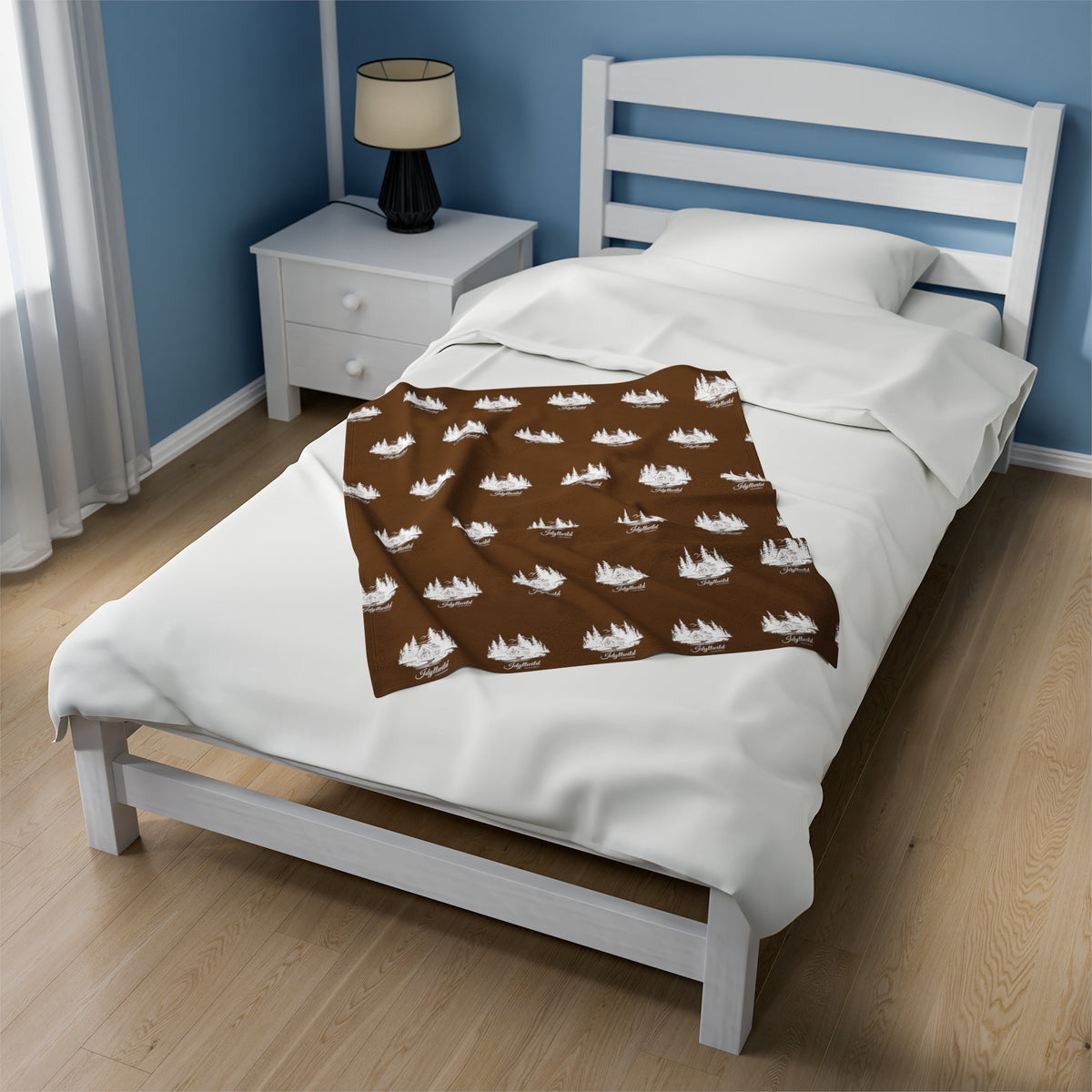Velveteen Plush Blanket Idyllwild Classy Cabin Pattern Brown