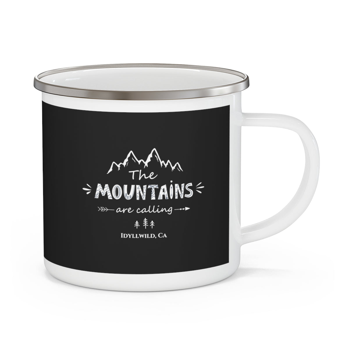 The Mountains Are Calling Camping Mug Black