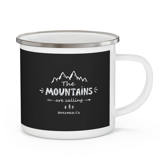 The Mountains Are Calling Camping Mug Black