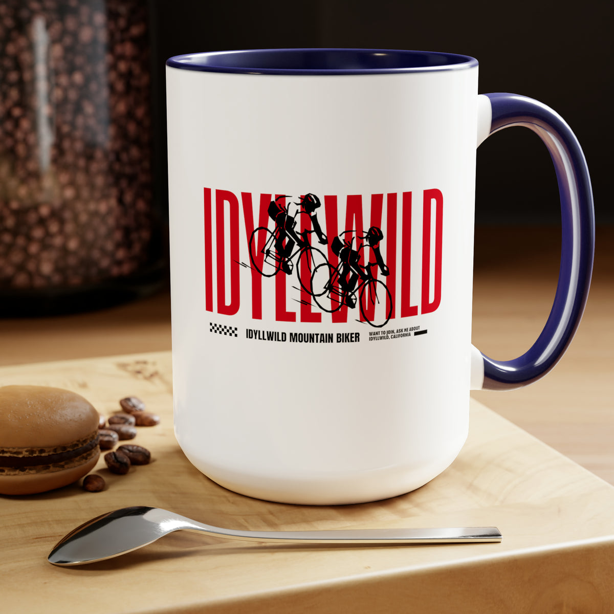 Two-Tone Coffee Mugs, 15oz Mountain biking Idyllwild