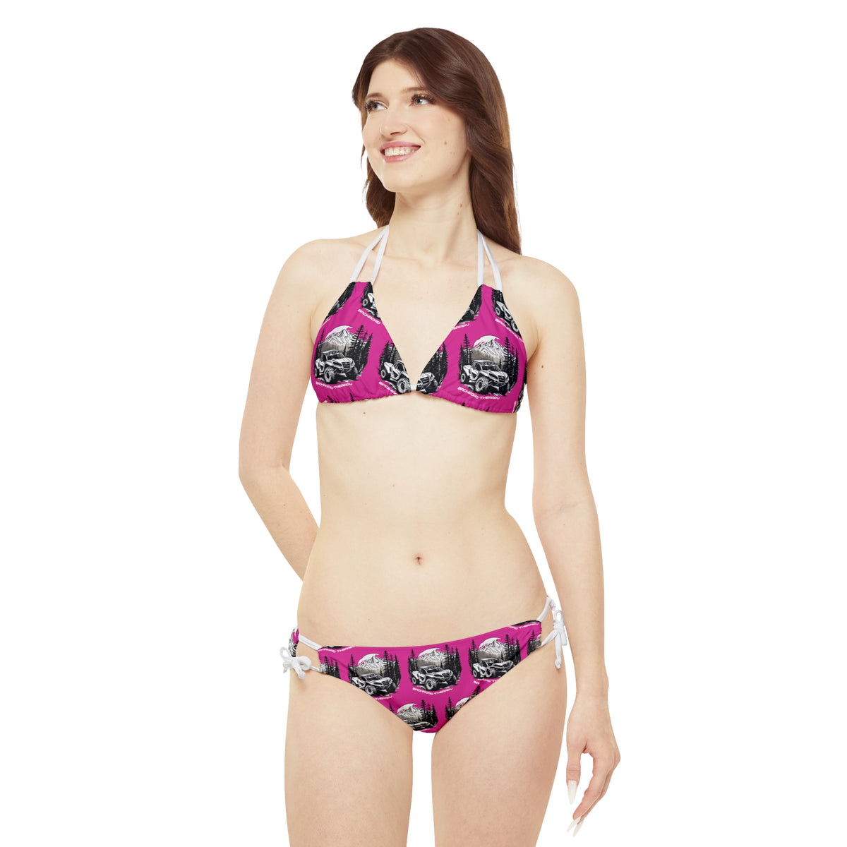 Can Am Strappy Pink Bikini Set
