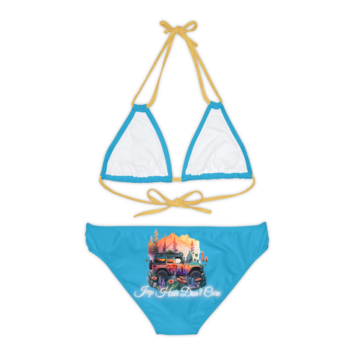 Jeep Hair Don't Care Strappy Turquoise Bikini Set