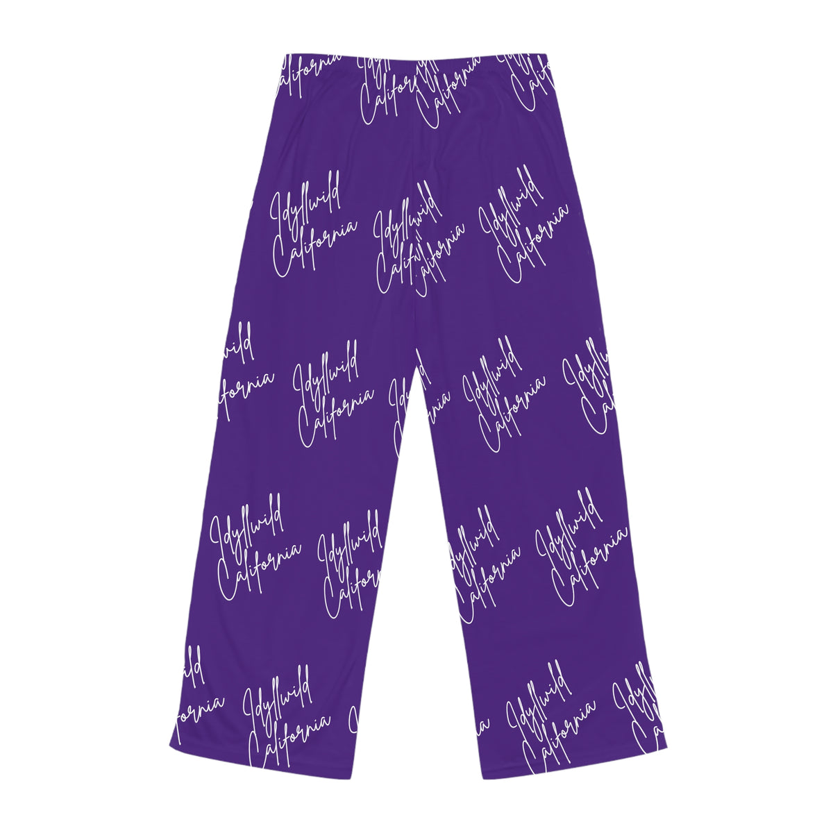 Women's Pajama Pants (AOP) Idyllwild California Script Purple
