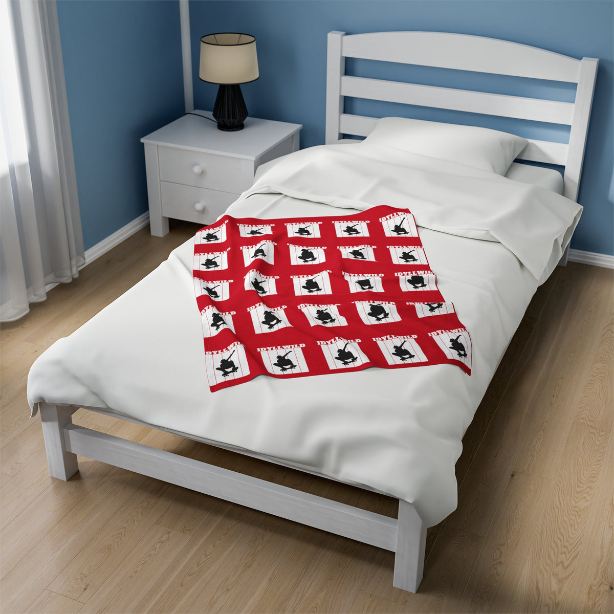 Velveteen Plush Blanket Skate Idyllwild Red Pattern