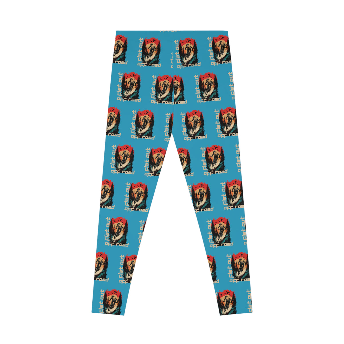 Mountain Biking "Off Road Flat Out" Stretchy Turquoise Leggings