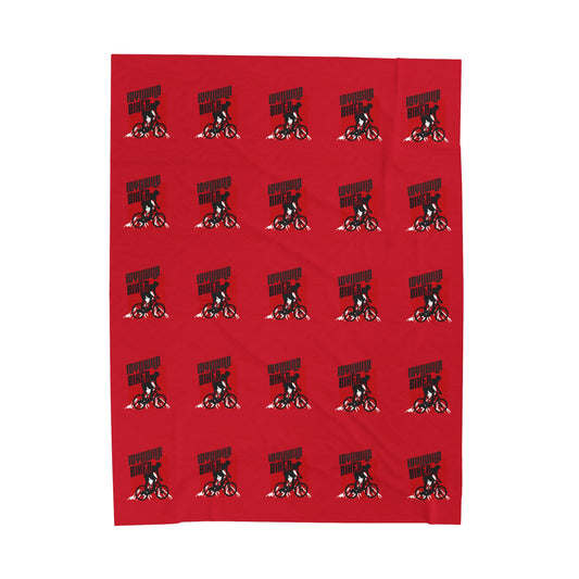 Velveteen Plush Blanket Idyllwild Biker Pattern Red