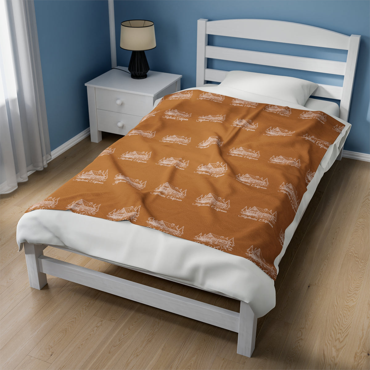 Velveteen Plush Blanket Idyllwild Log Cabin Pattern Tan