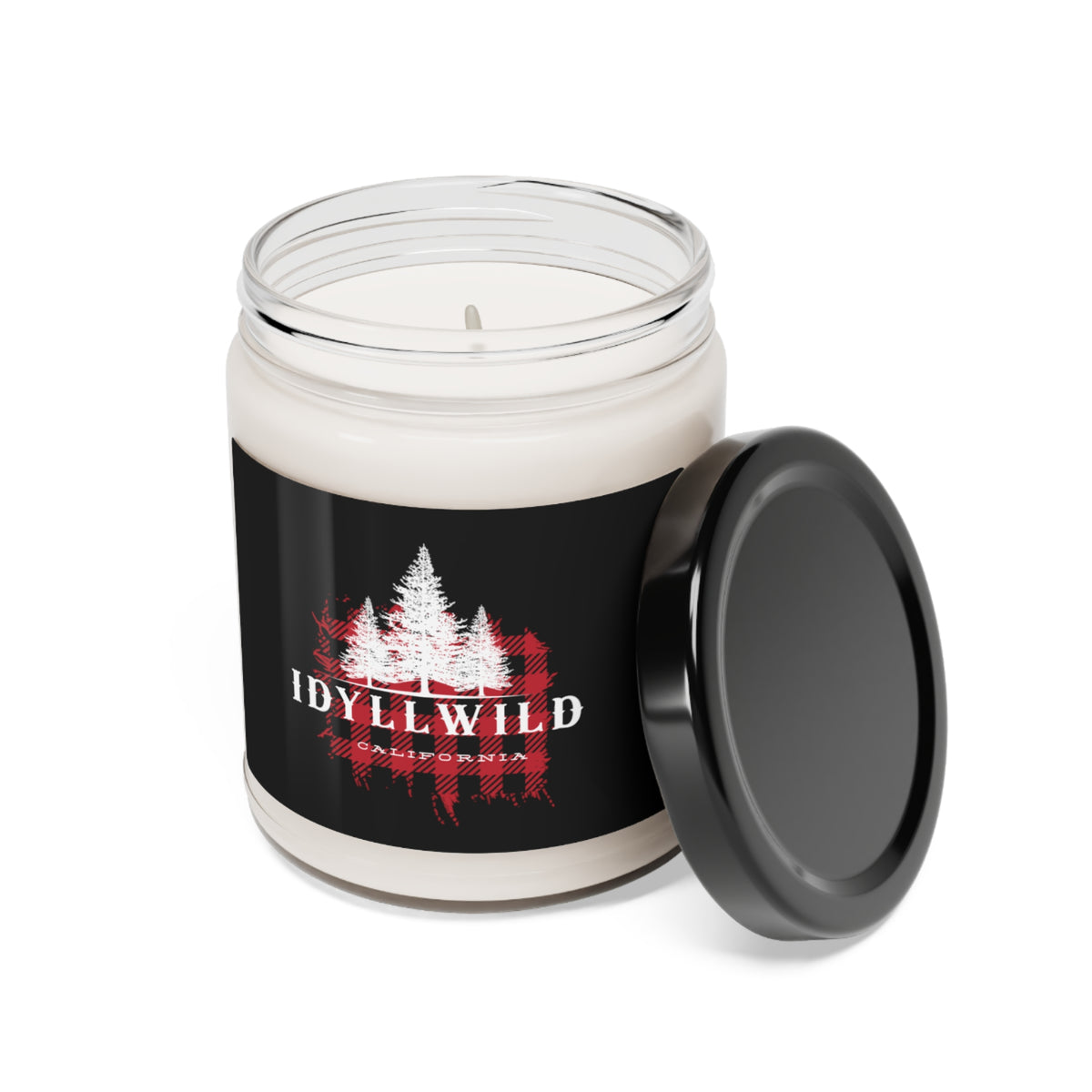 Scented Soy Candle, 9oz Idyllwild Red Buffalo Plaid Patch Tall Pine