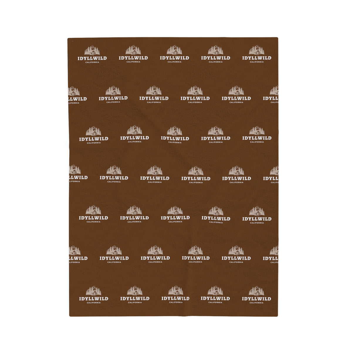 Velveteen Plush Blanket Idyllwild Cabin Badge Brown