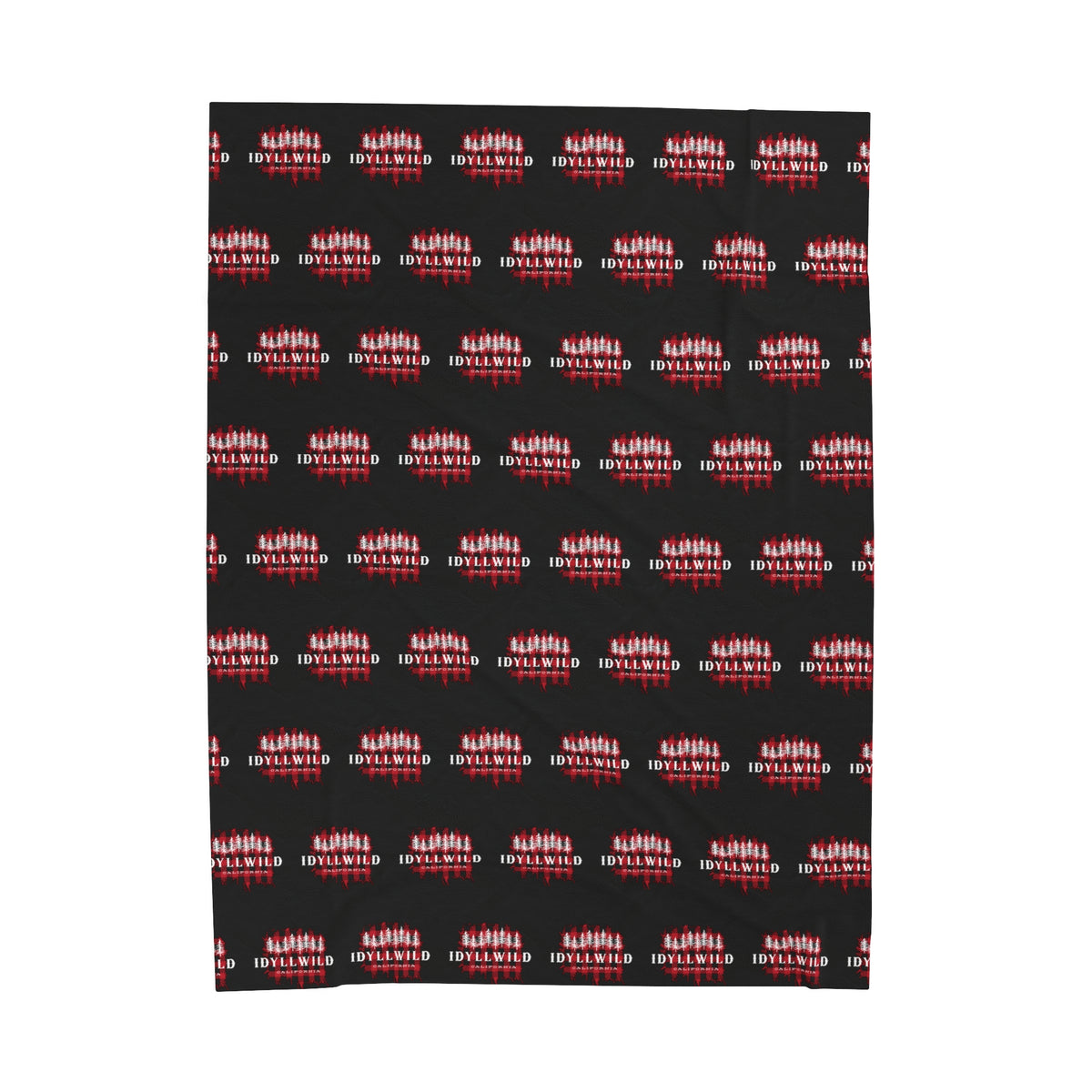 Velveteen Plush Blanket Red Buffalo White Pines Pattern Black
